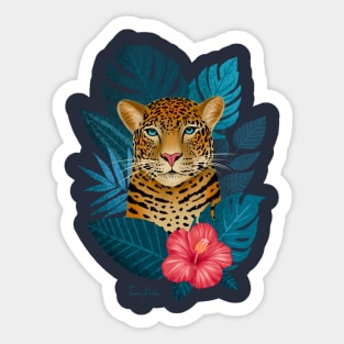 Tropical Jungle Leopard | Blue Sticker